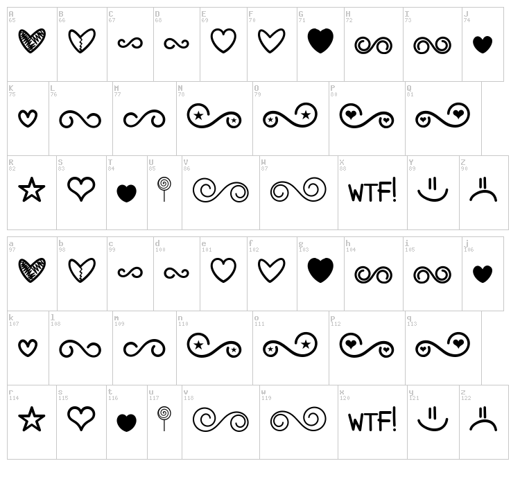 MF Dings 3 font map